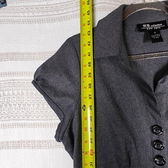 RB Collection New York Gray Button Front Belted Midi Dress Size 12 - Picture 5 of 8